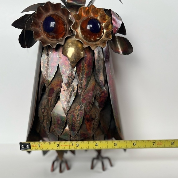 MCM Brutalist Owl Vintage 1970 Curtis Jere Style Sheetmetal Welded Collectible - Picture 9 of 10